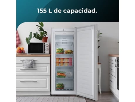 Congelador Vertical de 155 Litros Bolero CoolMarket UF 155 White E Bajo Consumo Total No frost Puerta Reversible y Alarma de Puerta Abierta CECOTEC