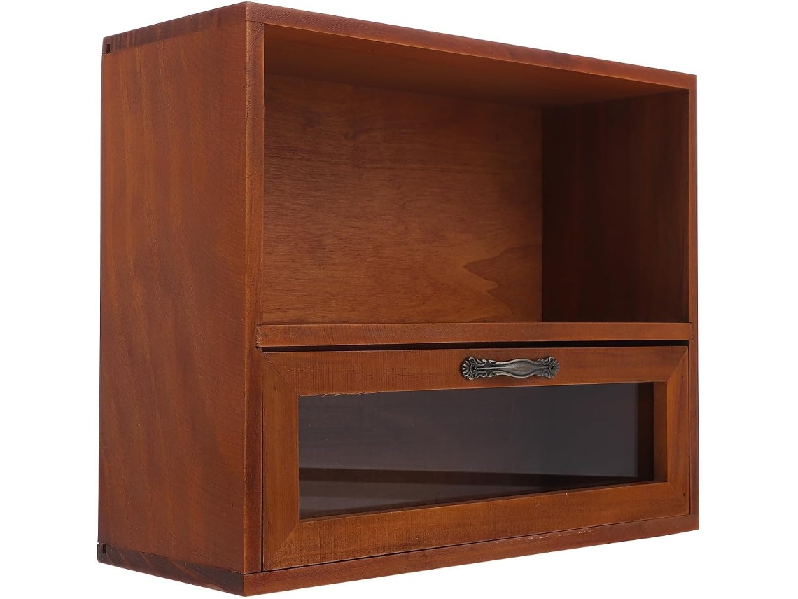 Joyería Retro Madera Cajón Frontal Cristal Transparente Pequeño Organizador Escritorio Cosméticos Accesorios
