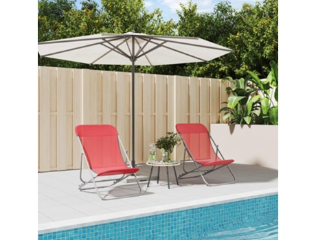 MAISON EXCLUSIVE - Sillas de playa plegables 2 uds acero recubierto textilene rojo
