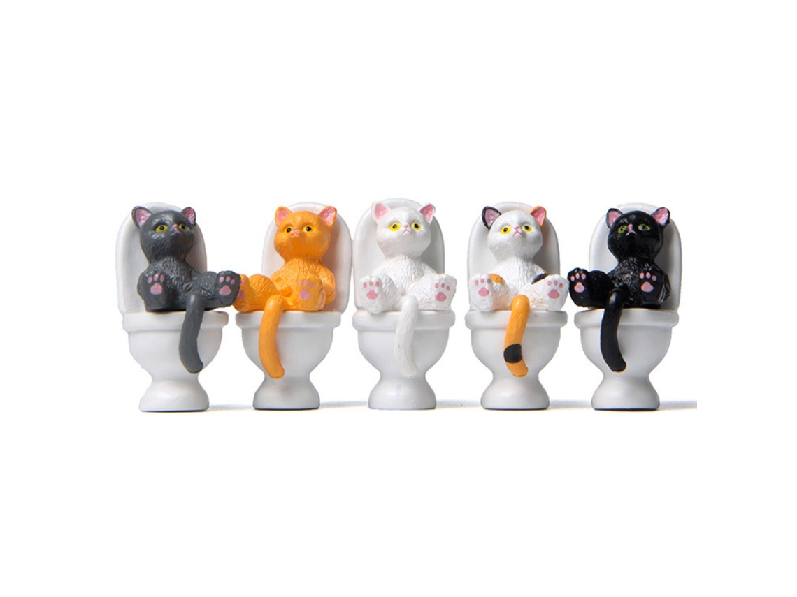 5 estatuas decorativas de gato para inodoro