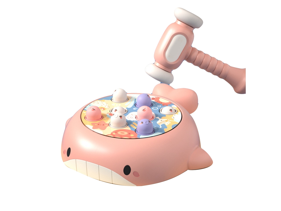 Ats-juguete De Golpe Eléctrico Giratsorio Forma Cartoony Musical Con Luz Educatsivo Para Niños Y Niñas Rosa