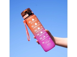 Botella deportiva de gran capacidad, asa degradada, portátil, de plástico, Mdug (naranja, 900 ml)
