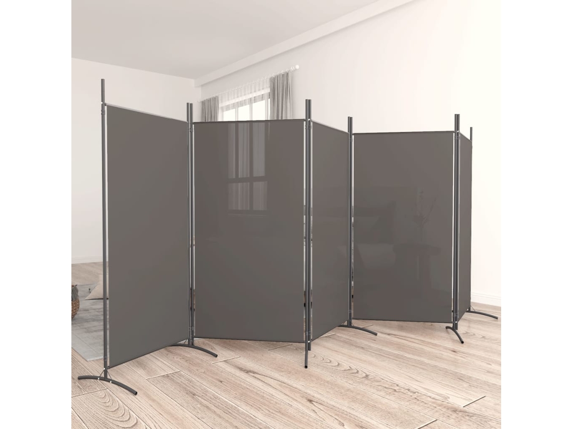 Biombo Divisor | Biombo Separador | Separador De Ambientes De 5 Paneles De Tela Gris Antracita 433x180 Cm
