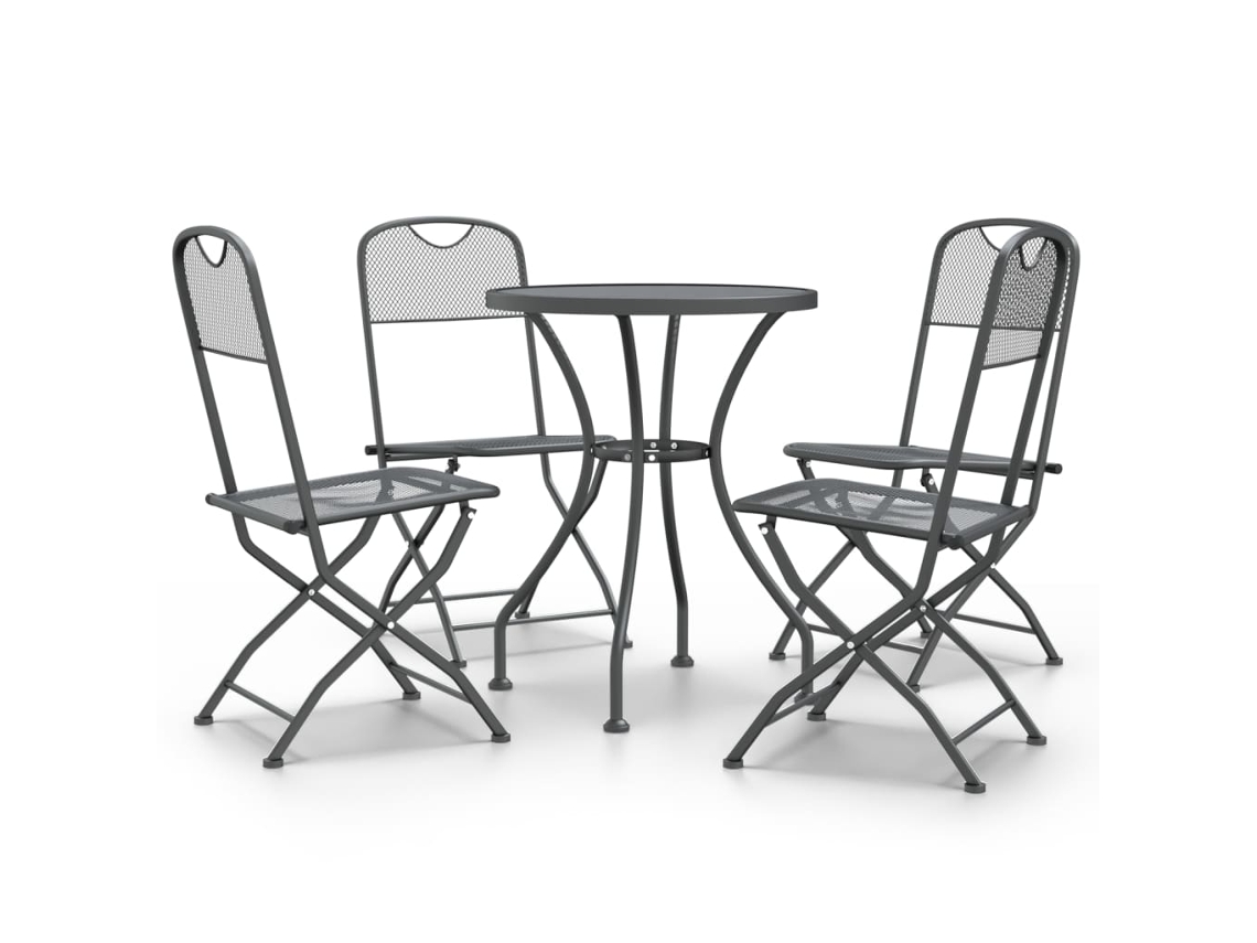 Conjunto 5 de comedor de jardín VIDAXL malla metal expandido antracita