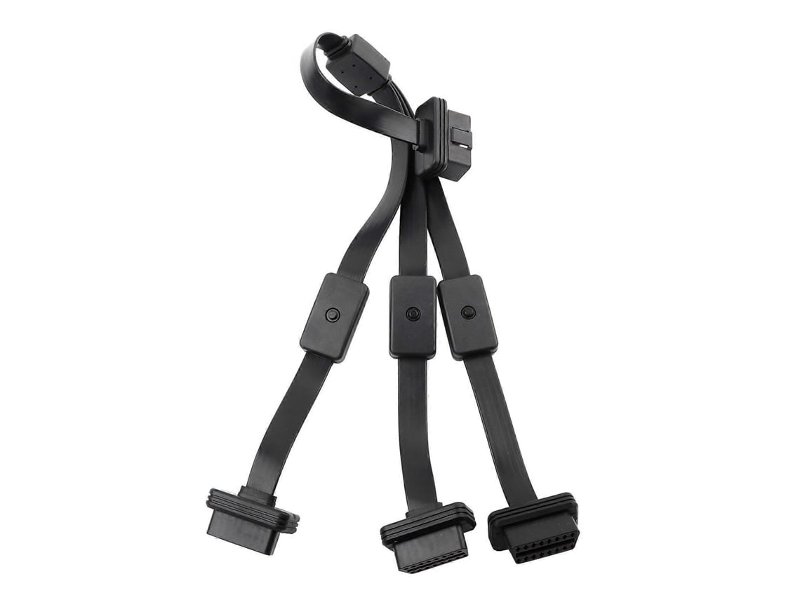 Cable Adaptador De Extensión Obd2 De 16 Pines (1 Macho, 3 Hembras) Con Interruptor De Encendido/apagado.