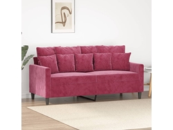 Sofá De 2 Plazas De Terciopelo Rojo Tinto 140 Cm