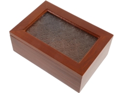 Caja De Joyería De Madera Con Tapa De Cristal, Almacenamiento Delicado Para Anillos Y Collares, Estilo
