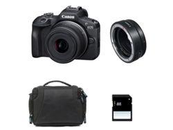 Canon EOS R100 + Objetivo RF-S 18-45mm f/4.5-6.3 IS STm + Bolsa + Tarjeta SD de 8GB + Anillo EOS R