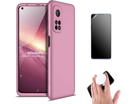 Kit Carcasa y Protector Xiaomi Mi 10T Pro Ultimatte Slim Armor 360º Popsocket Rosa