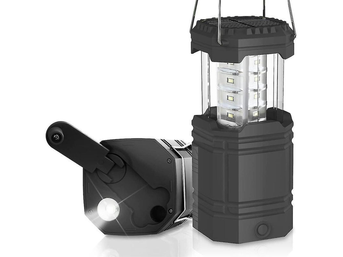 Lámpara LED de camping 2026, linterna de emergencia impermeable IP67 2025 con manivela y batería de 3000 mAh, 200 lúmenes.