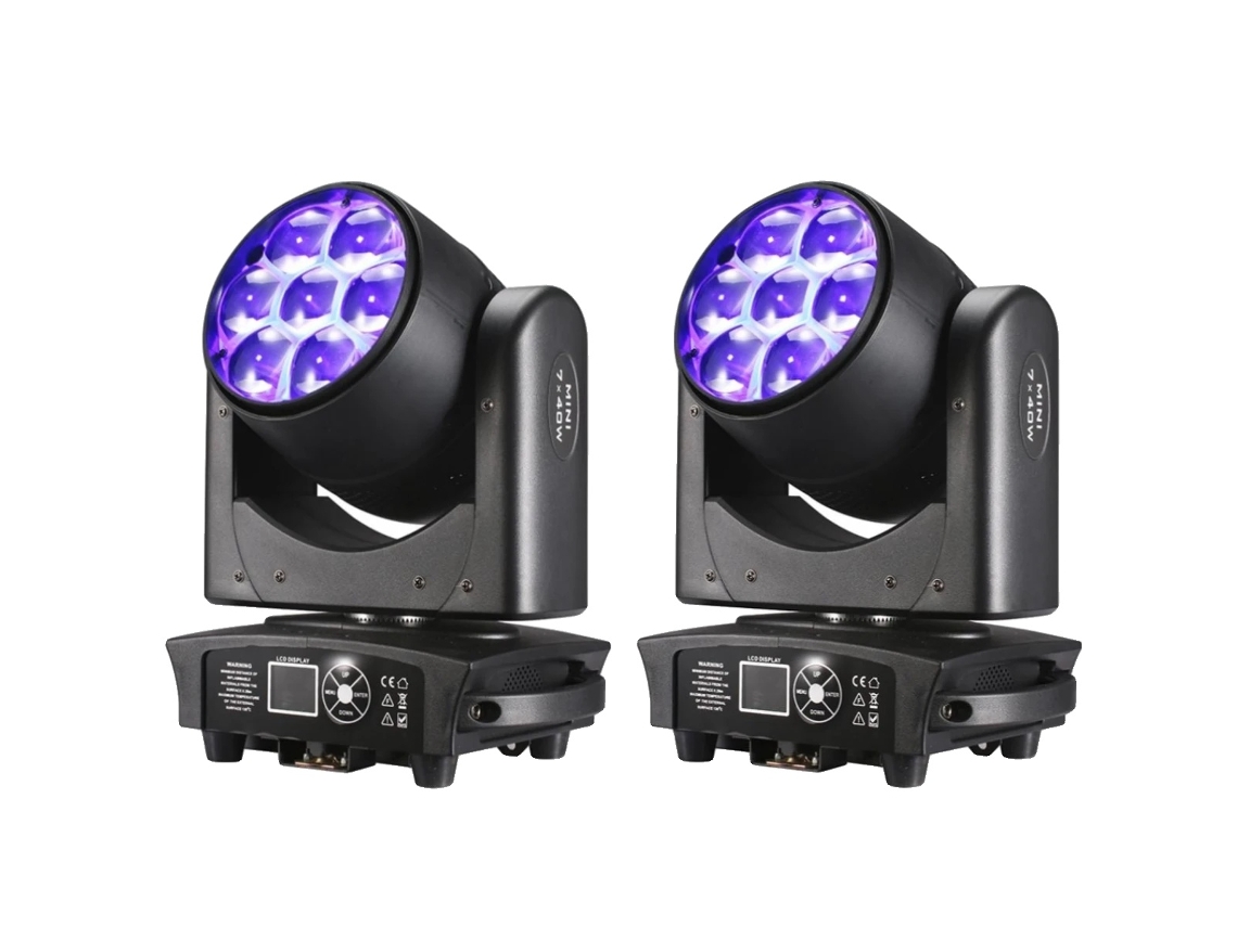 Iluminación de escenario, 7 x 40 W RGBW, efecto haz y lavado, 2 luces, enchufe UE OEM