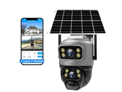 Cámara solar, doble lente, ángulo de visión de 360°, cámara solar 4G