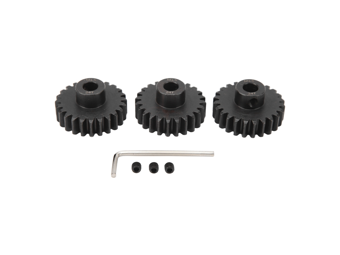 Conjunto De Engranajes Piñón Acero M1.5 8mm Con Tornillo M5 Para Coches Rc 1/5 1/8 1/10 24d (3 Piezas)