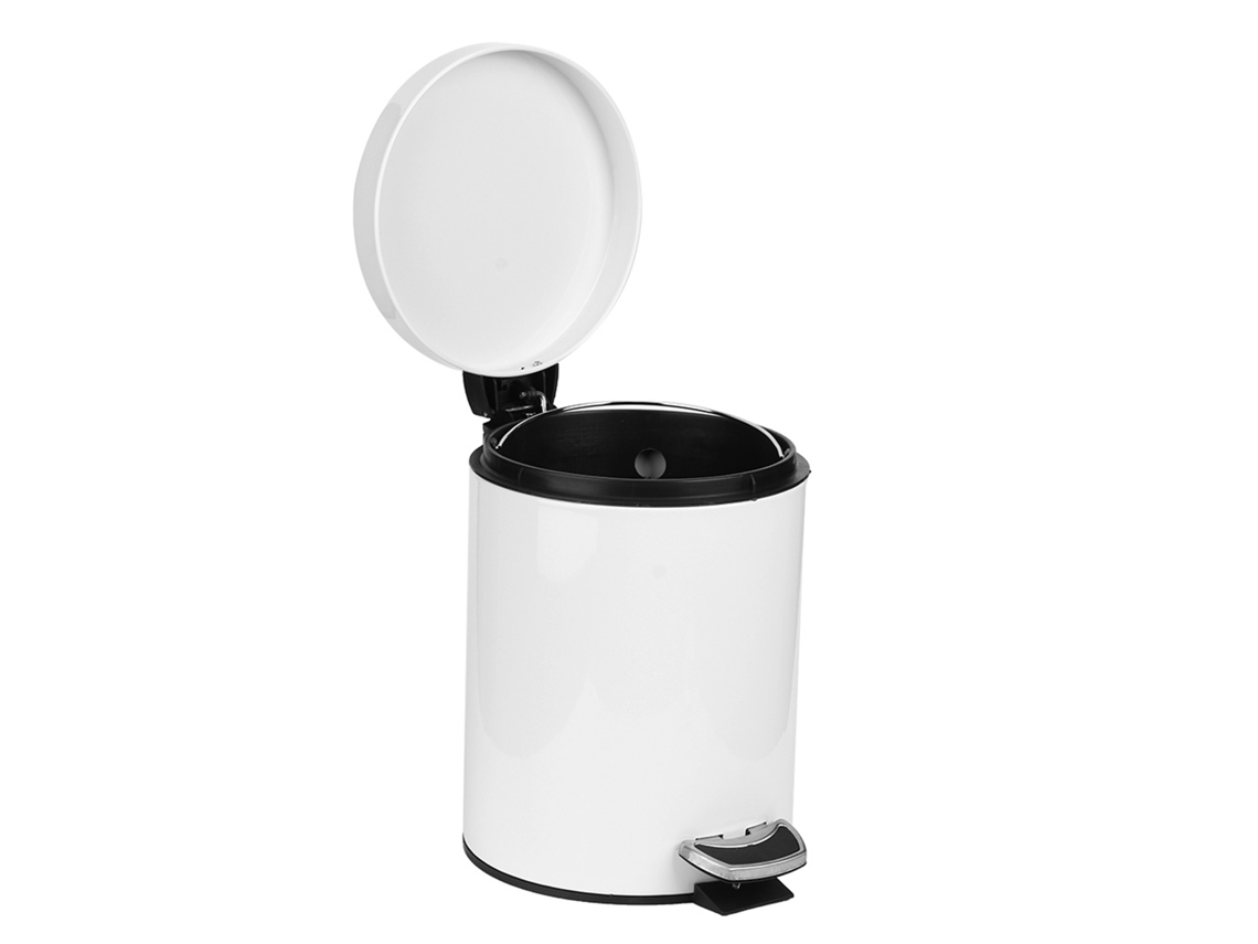 VVJIJILLY Lixeira Com Mecanismo De Acionamento Por Pedal, Lata De Lixo Redonda Pequena Com Design De Fechamento Suave Para Banheiro, Cozinha E Escritório, Tampa