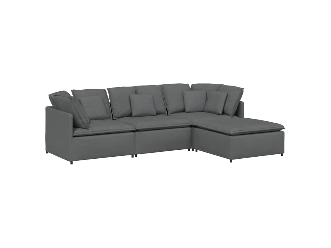 Maison Exclusive - Sofá Modular Con Reposapiés Y Cojines De Tela Gris Oscuro