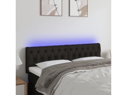 Cabecero Con Led De Tela Negro 160x7x78/88 Cm