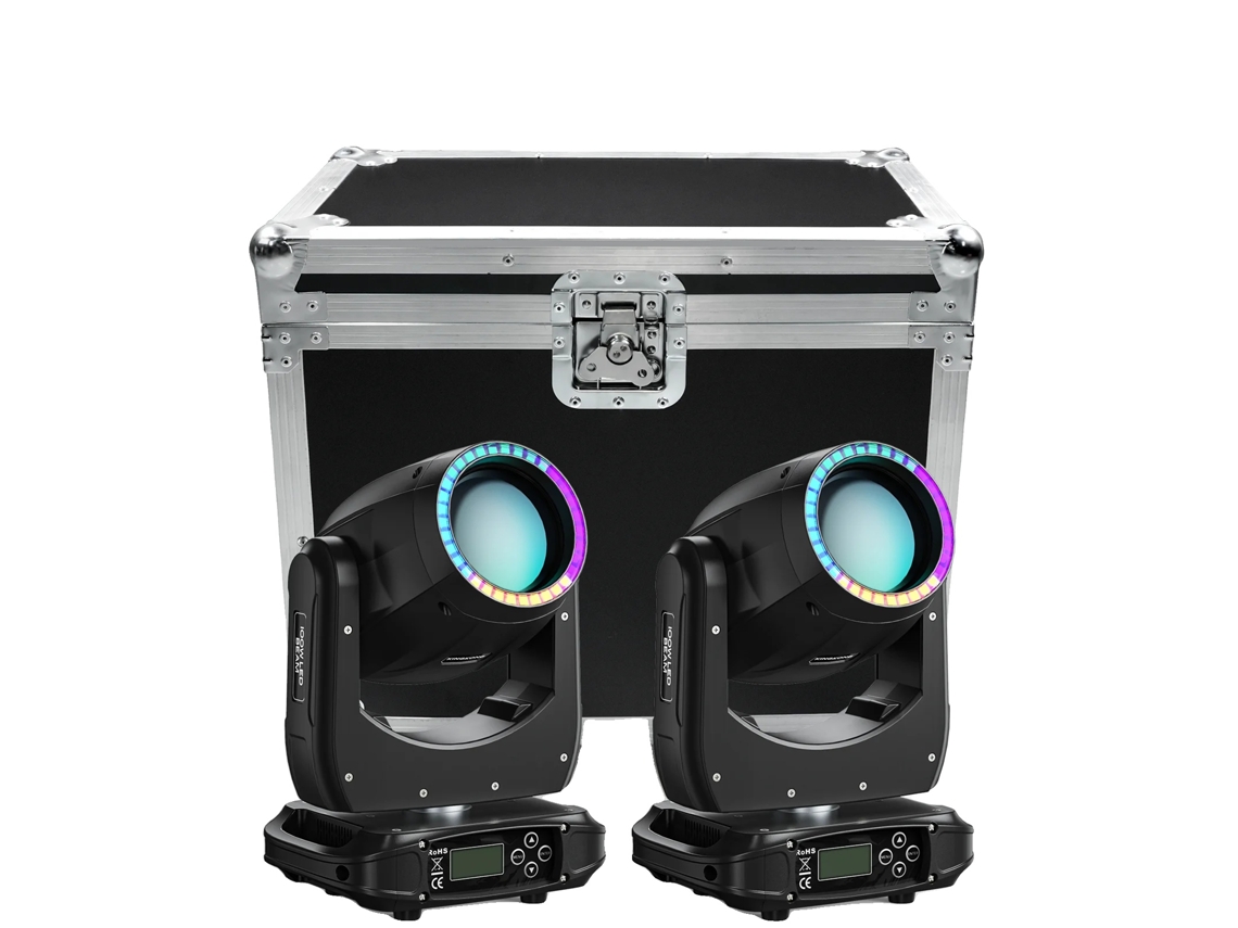 Estuche de avión, cuero premium, 52,5 x 31 x 48 cm, capacidad para 2 luces LED de cabeza móvil de 180 W, almacenamiento de accesorios, certificación CE
