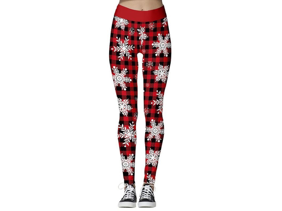 Fasst-leggings De Navidad Para Mujer De Cintura Alta Estampados De Grinch Y Copos De Nieve Elásticos Y Delgados Regalo