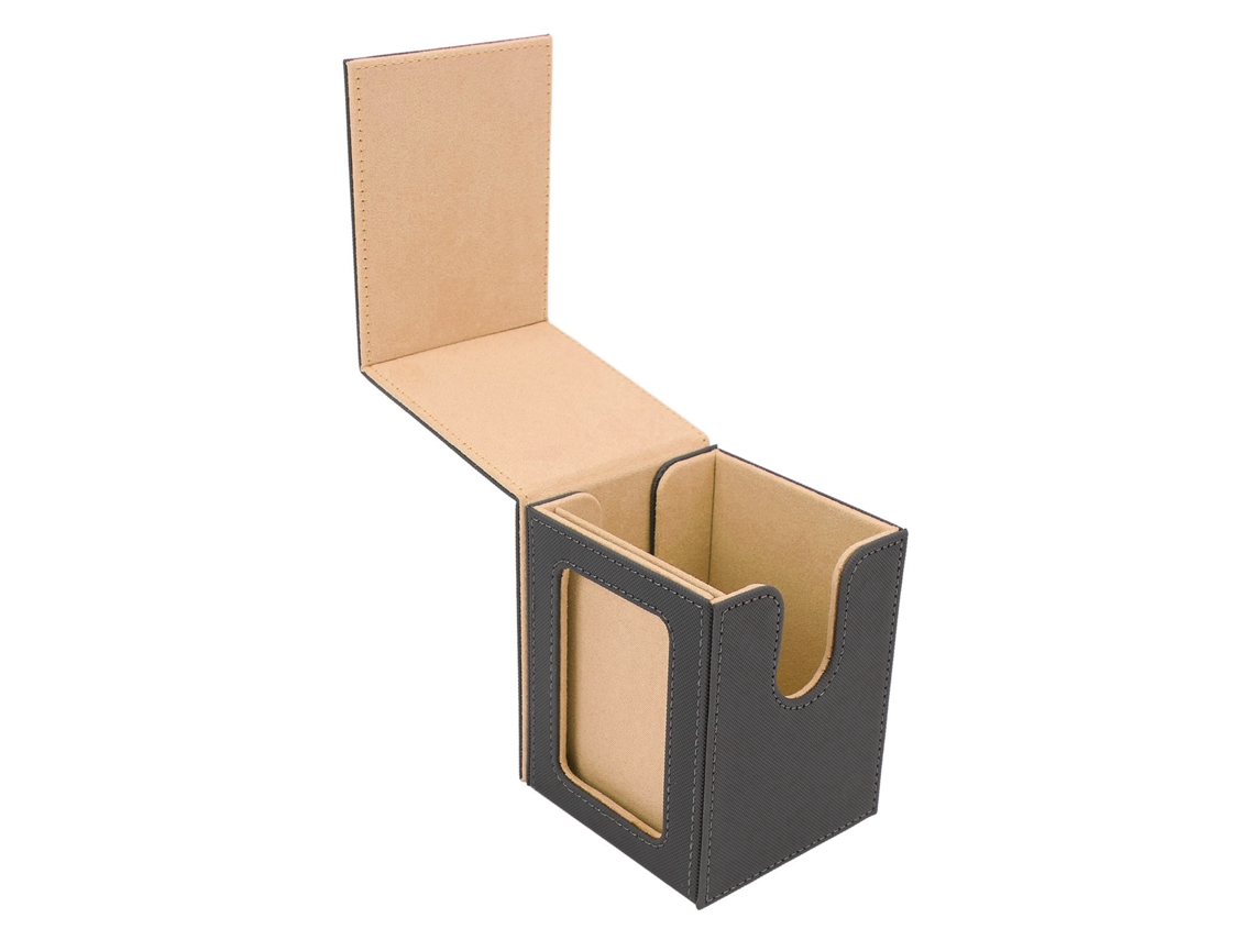 Caja Para Cartas De Piel Sintética Con Cierre Magnético, Estuche Individual Para 100 Cartas, Color Caqui.