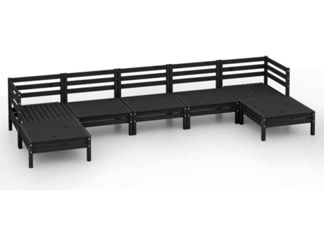 Conjunto 7 de muebles de jardín VIDAXL madera maciza de pino negro