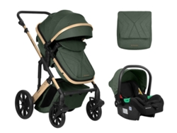 Cochecito de bebé 3 en 1 con asiento transformable Darling Military Green 2024 KIKKABOO