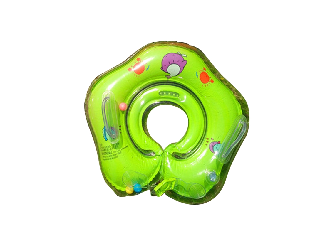 2026-flotador De Cuello Para Bebés Transparente De Pvc De Doble Capa Anti-fugas Con Asas Seguras Para Bañera Interior Verde