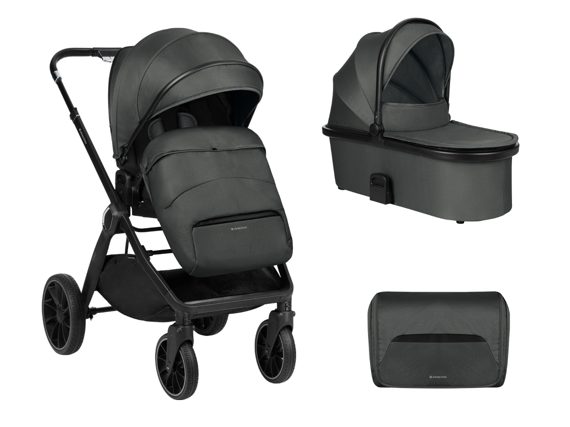 Cochecito de Bebé 2En1 con Capazo Tiffany Gris Oscuro 2024 KICKABOO