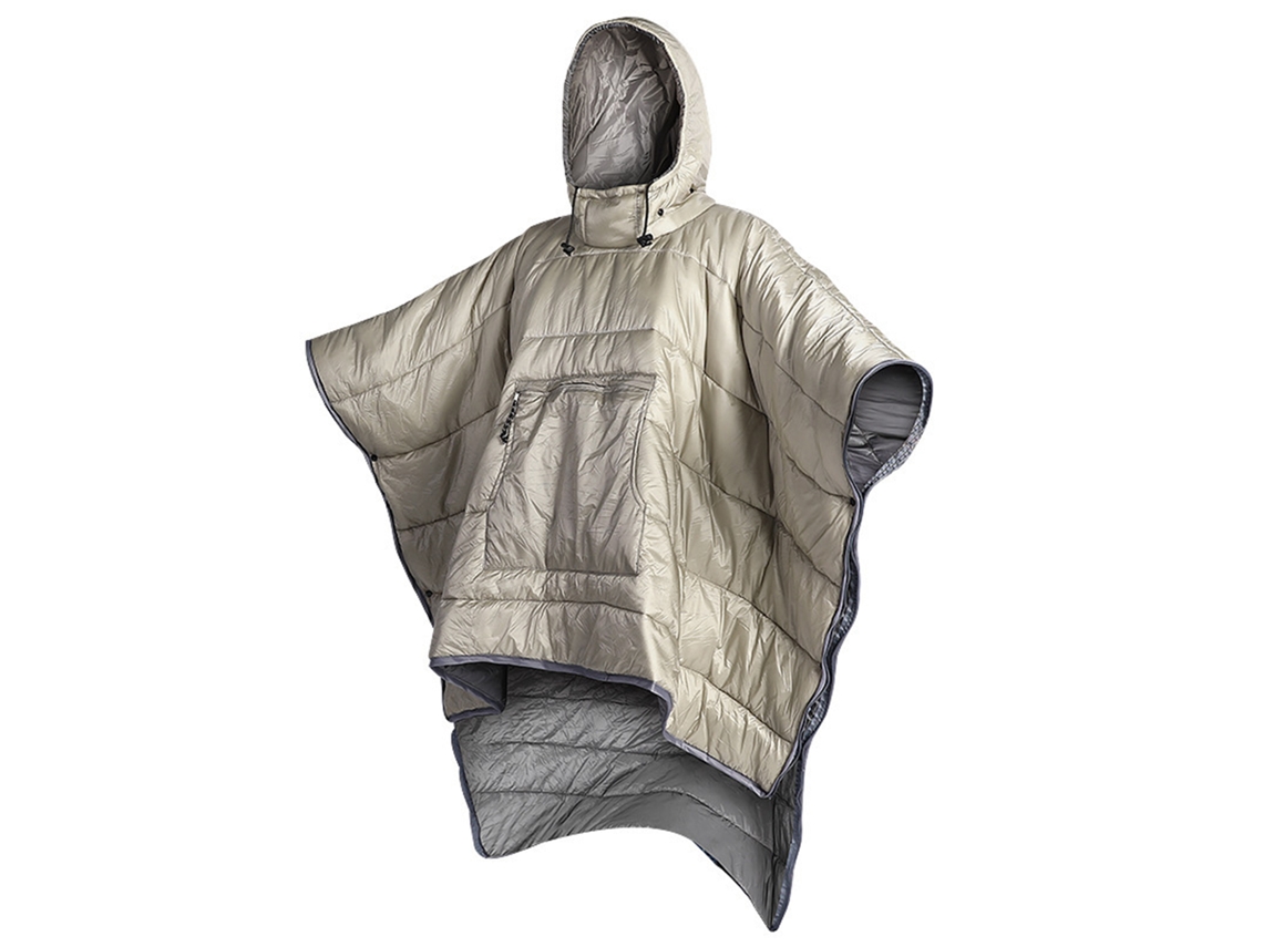 Saco de dormir tipo poncho calefactable para acampar al aire libre en invierno