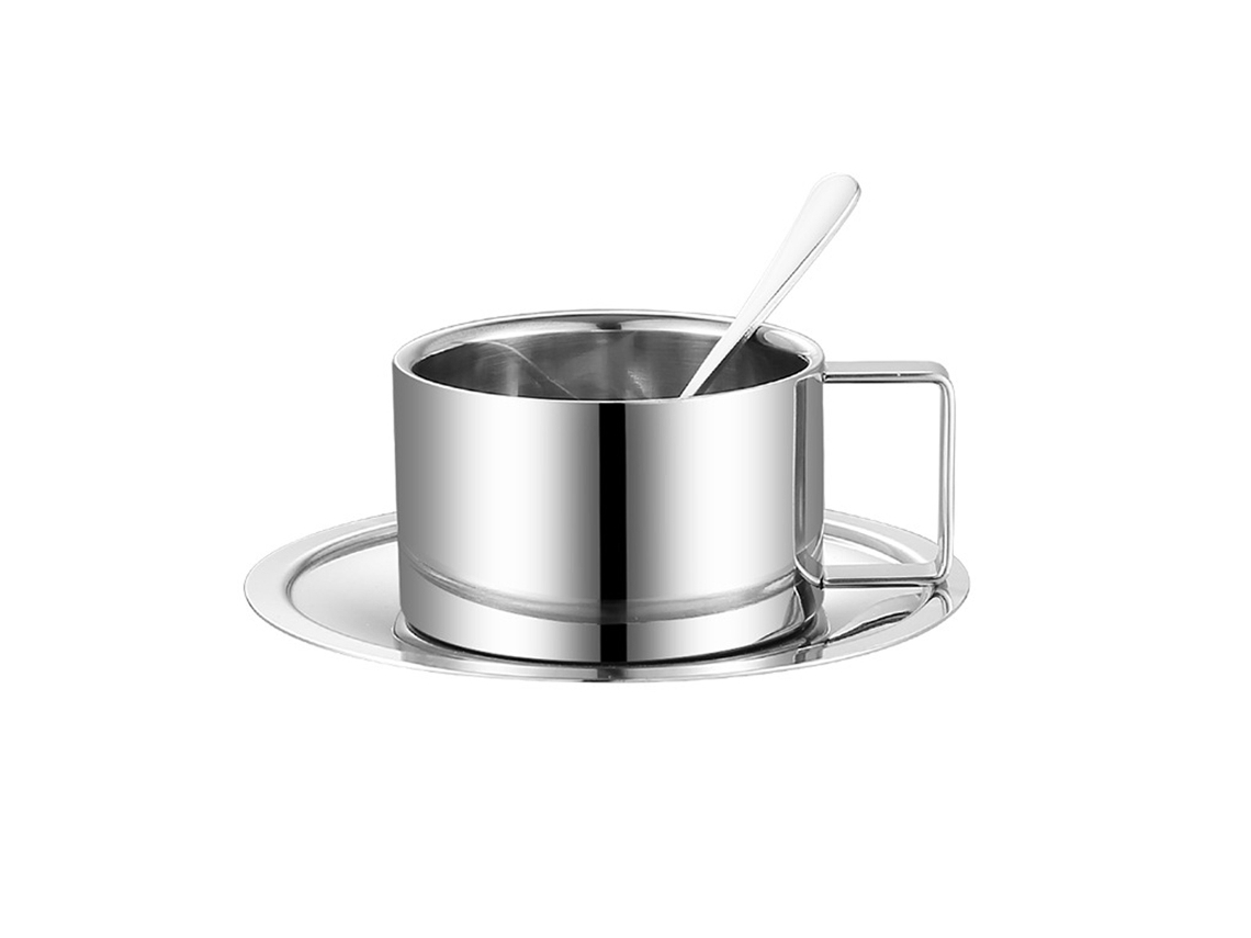 Elegante juego de tazas de café con aislamiento, diseño de doble pared que mantiene las bebidas calientes o frías, perfecto para café, té, L