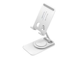 Soporte Plegable De Metal Para Teléfono Y Tableta Con Rotación De 360°, Altura Ajustable, Para Montaje En Escritorio, Blanco Brillante.