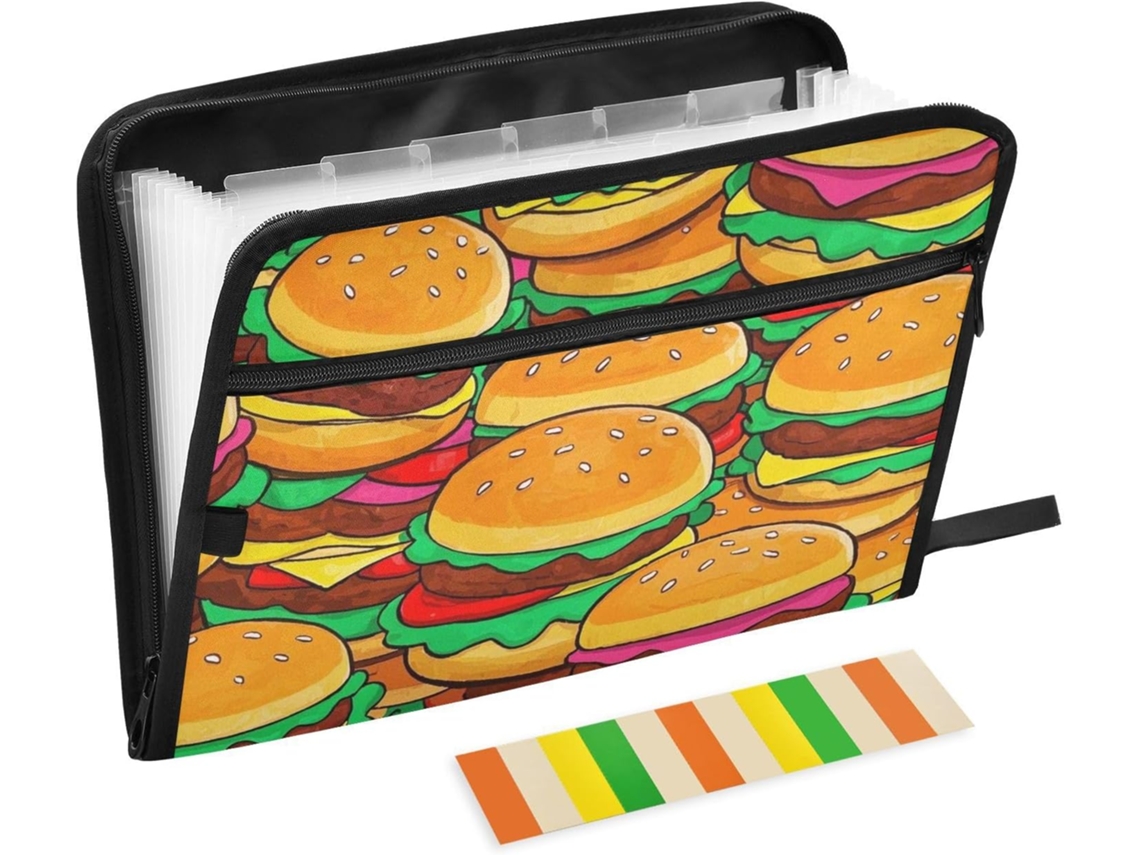 Besportble Carpeta De Hamburguesa Dibujos Animados Y Cremallera Archivos Para Oficina 30,5 X 43,2 Cm