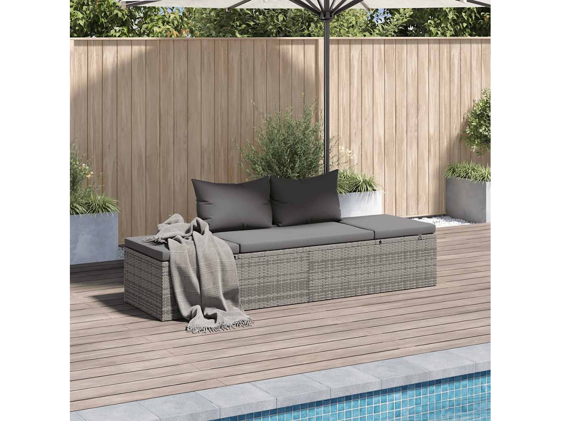 Cama De Jardín 195x60 Cm Ratán Sintético Gris