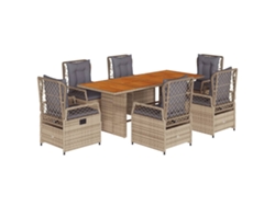 Maison Exclusive - Set Comedor De Jardín 7 Pzas Con Cojines Ratán Sintético Beige