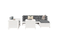 Conjunto de sofás de jardín de 7 piezas en pino macizo y blanco DKD Home Decor