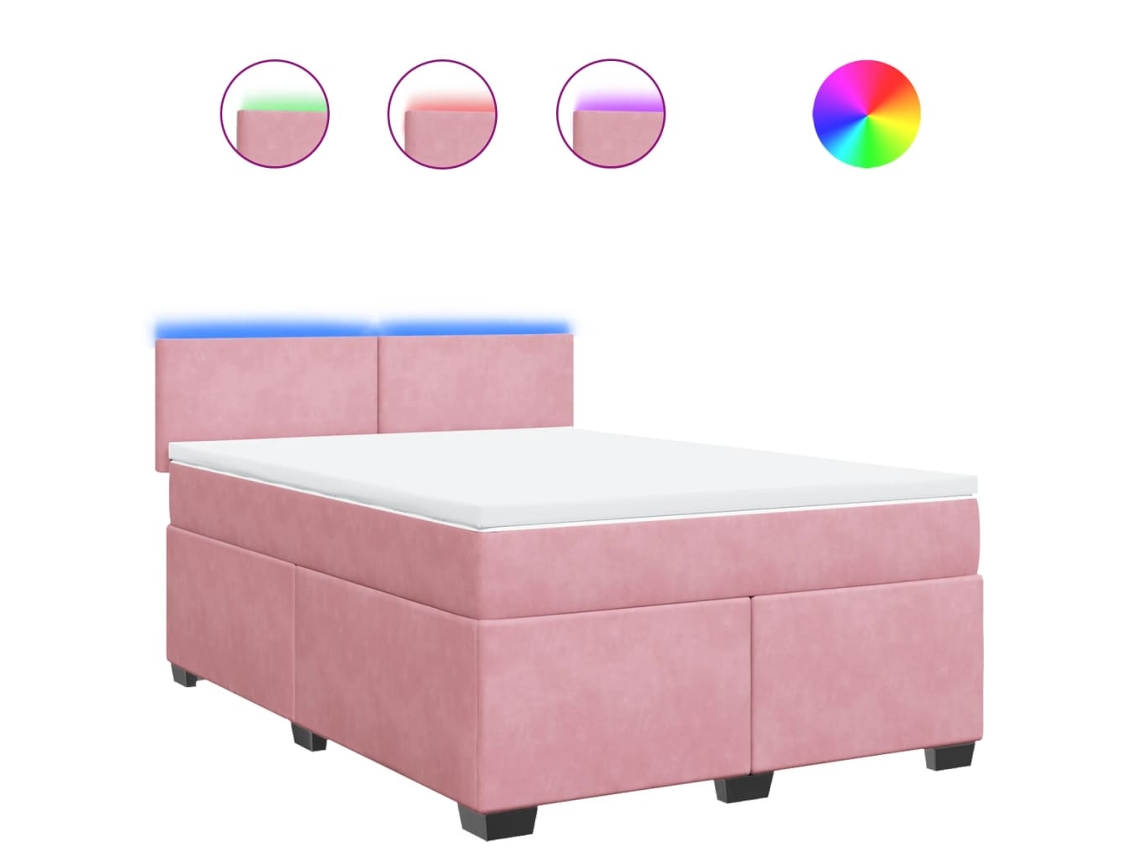Maison Exclusive - Cama Box Spring Con Colchón Terciopelo Rosa 160x200 Cm