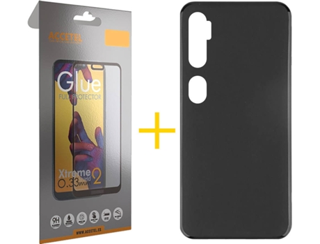 Kit Funda + Protector de Pantalla Xiaomi Mi Note 10 Pro ACCETEL Full Liso (Negro)