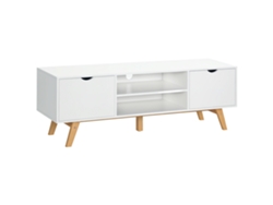 Mueble Tv Escandinavo 150cm 2 Puertas 2 Estantes Blanco Madera