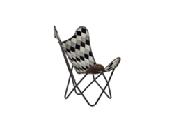 Sillon Piel Hierro Rombos Marron 70x70x90cm