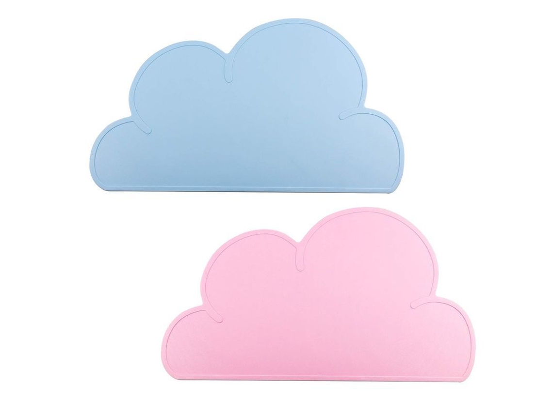 2026-33811-mantel Infantil De Silicona Anti-deslizante Plegable Portátil Resistente Al Calor Forma Nube Azul Rosa 2 Piezas