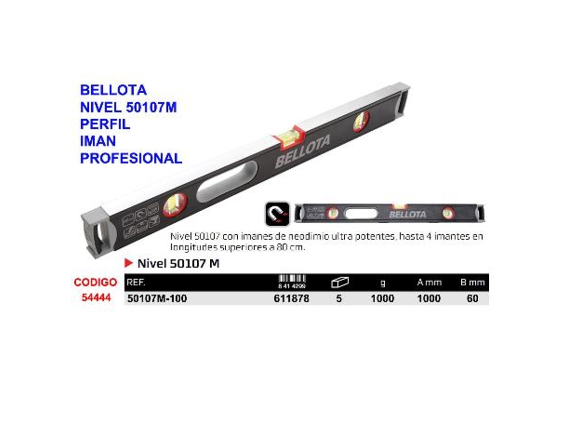 Bellota nivel 50107m-100 perfil iman profesional