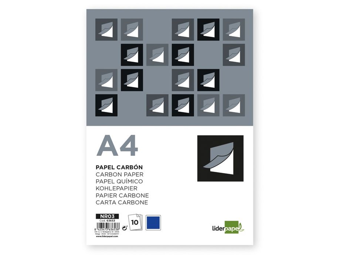 Liderpapel Papel Carbón con Color Intenso A4 - Azul, 10 Hojas