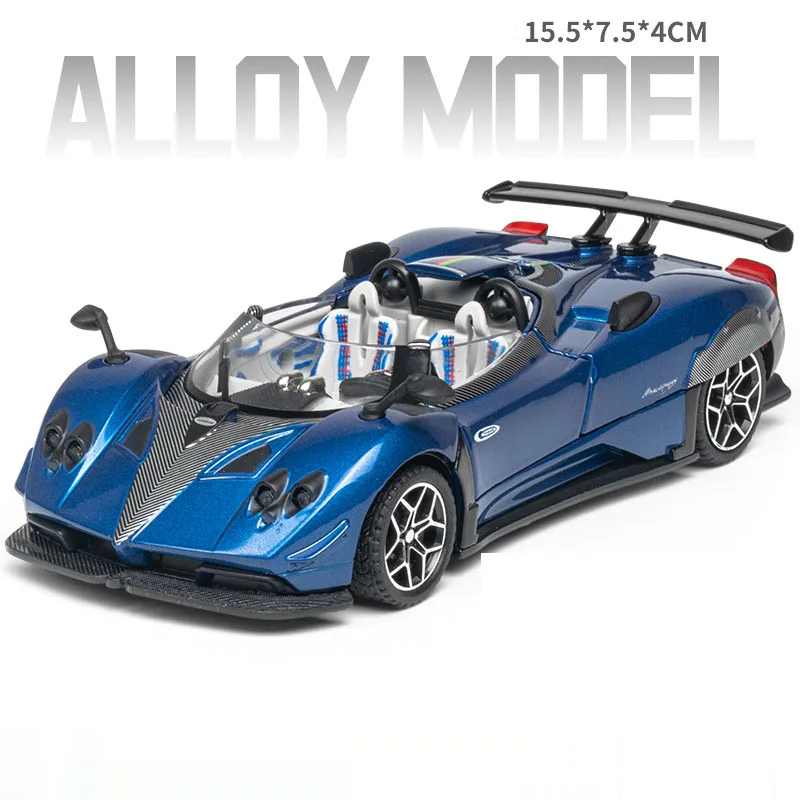 (Azul Zonda) 1:32 - Coche deportivo en miniatura - Aleación fundida a presión - Puertas que se abren