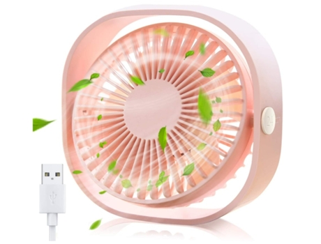 Ventilador de Mesa Portátil ENZON USB 3 Velocidades USB Rosa
