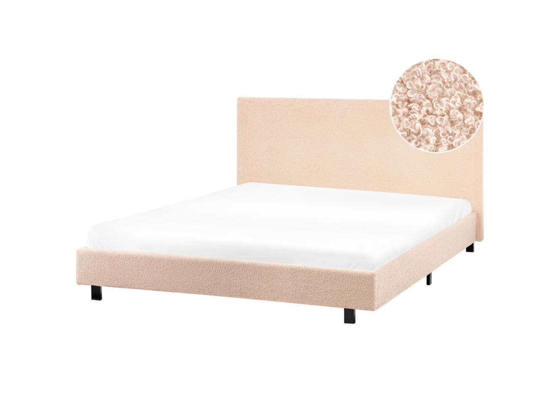 Cama de agua Beliani Albi De Bouclé beige 155x211x94