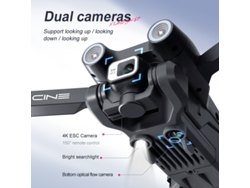 I3 Pro Mini Drone con cámara dual 4K (1 baterías - Duración de la batería: 15 min - Negro) YIZHOOD