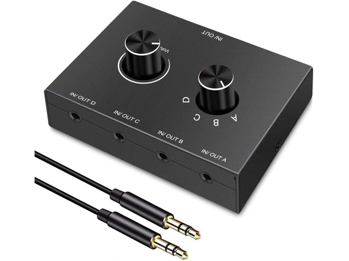 Divisor De Audio Estéreo Bidireccional De 4 Vías De 3,5 Mm