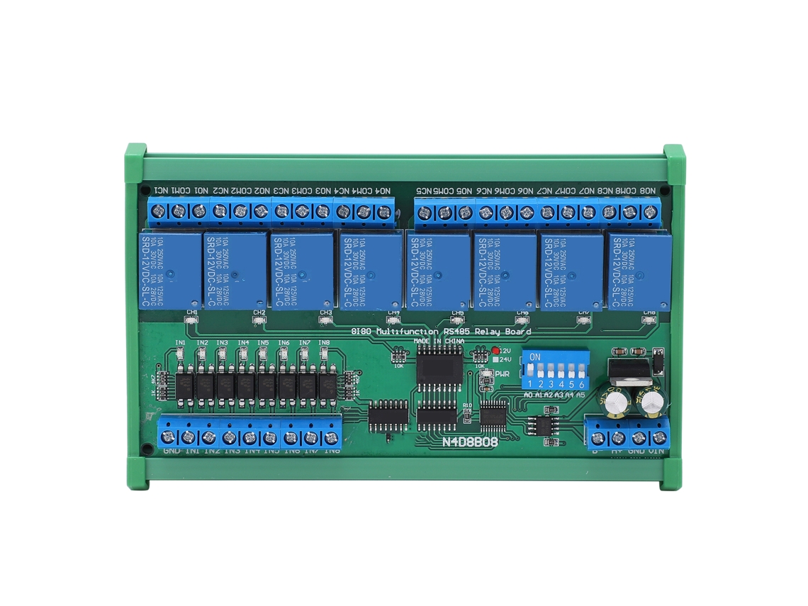 Módulo De Relés Para Riel Con 8 Entradas Y 8 Salidas, Placa De Expansión Plc, Din35, Rs485, 12v