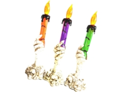 3piezas Luz De Vela Led De Halloween Decorativa Velas Luminosas Calavera Y Mano 3piezas Luz De Vela Led De Halloween Decorativa Velas L