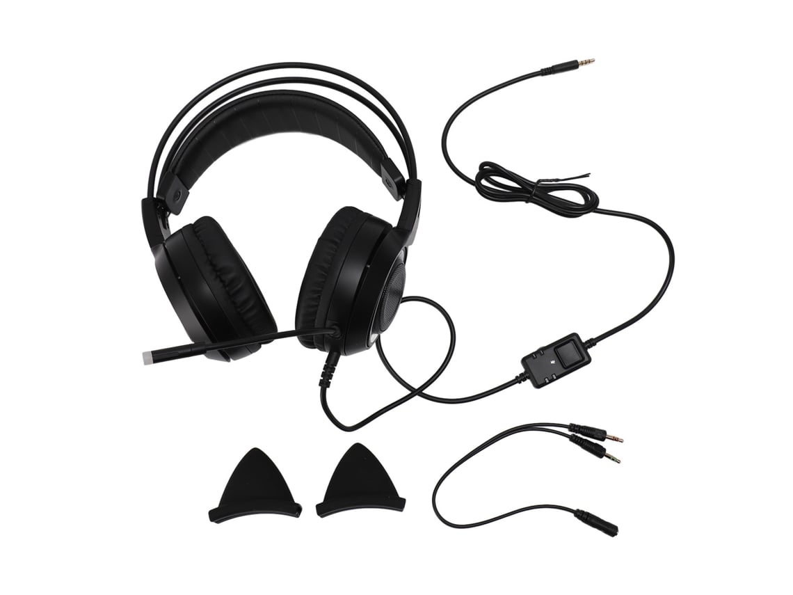 Fone De Ouvido Gamer Com Microfone 3.5mm Stereo Redução De Ruído Orelhas De Gato Adoráveis Preto Para Xbox Pc Celular