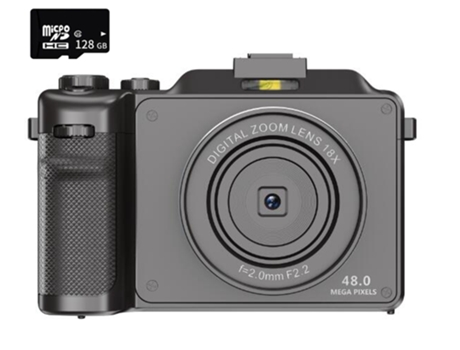 Cámara digital EZII CDX9 48MP F2.2 18X multiplicación Pantalla de 3 pulgadas 4K Regalo de cumpleaños gris 128G
